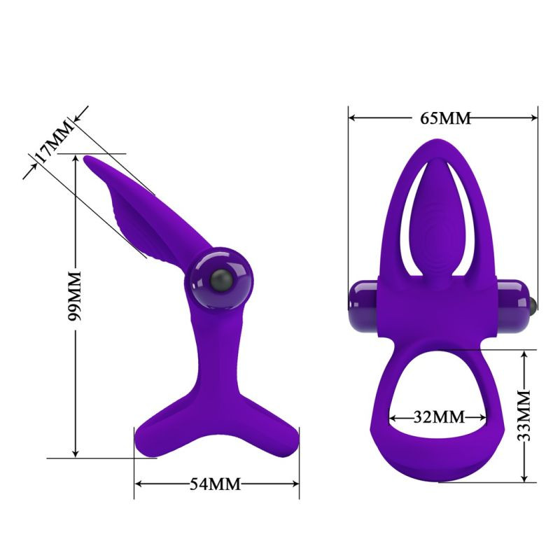 Inel din silicon de la Pretty Love cu 10 moduri de vibratie si stimulator clitoridian VIBRATION COCK RING - 1 | YEO