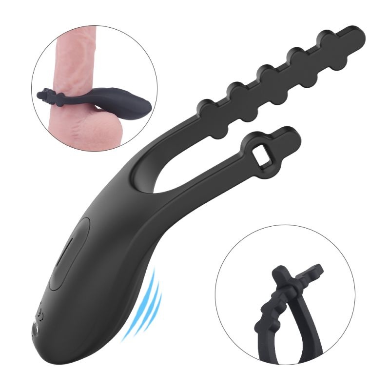 Inel penis cu vibratii Stimulator Penis Clipp, 9 Moduri Vibratii, Silicon, USB