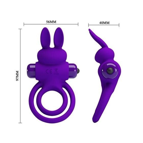 Inel penis din silicon Pretty Love Vibro Penis Ring Bunny III Blue