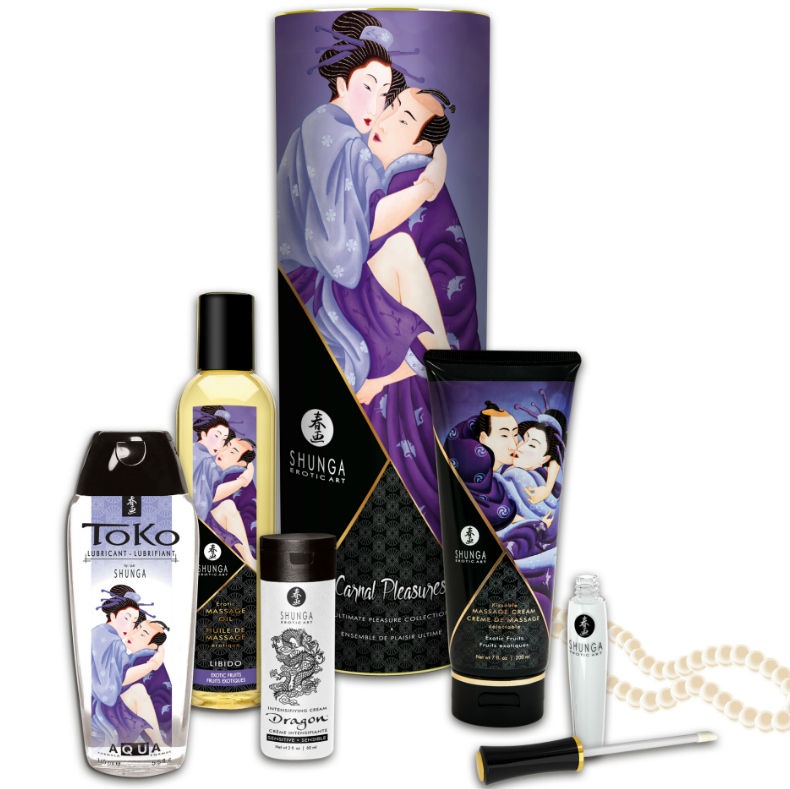 Kit masaj erotic pentru cupluri Shunga - Carnal Pleasures Collection Kit