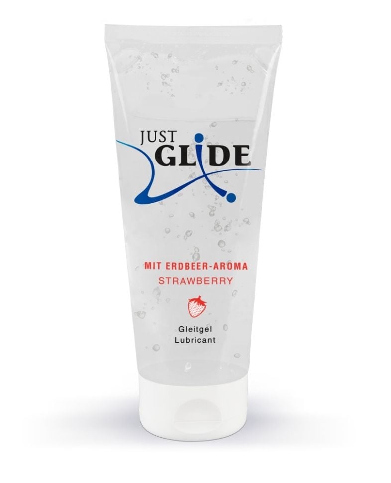 Lubrifiant pe baza de apa cu aroma de capsuni Just Glide Strawberry, 200ml