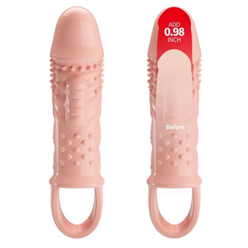 Manșon pentru penis cu vibratii PRETTY LOVE – CECELIA, NUDE (18,5CM) - 3 | YEO