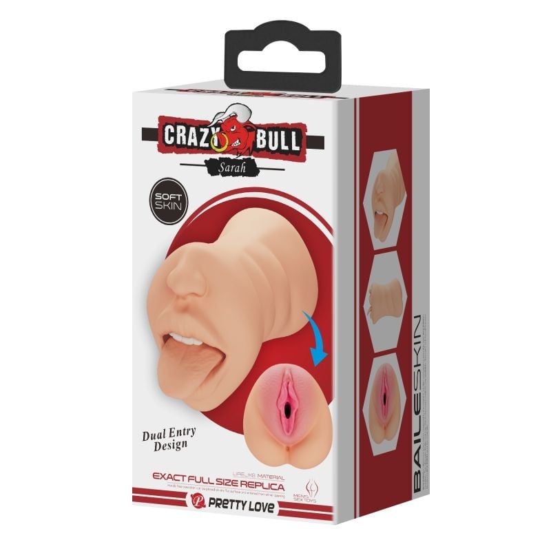 Masturbator cu dubla penetrare Crazy Bull Sarah Flesh Masturbator 18cm