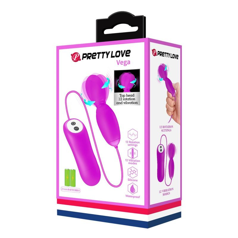 Ou vibrator din silicon cu rotații și vibrații puternice EGG PRETTY LOVE VEGA