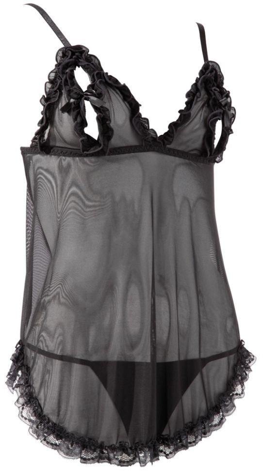 Rüschen-Babydoll Cottelli Lingerie, black - M - 3 | YEO