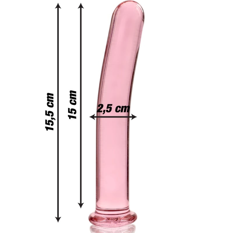 Seria Nebula by Ibiza - Model 9 Dildo anal din sticlă borosilicat roz 15,5 cm -o- 2,5 cm