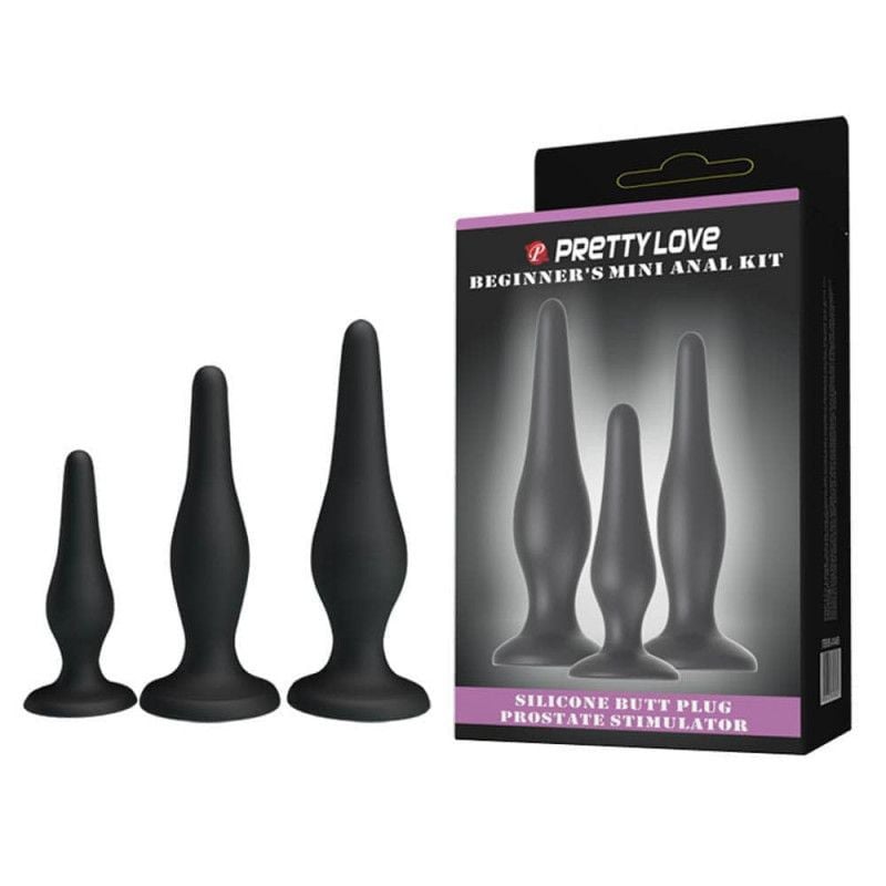 Set 3 pluguri anale din silicon, cu ventuza Pretty Love Mini Anal Kit