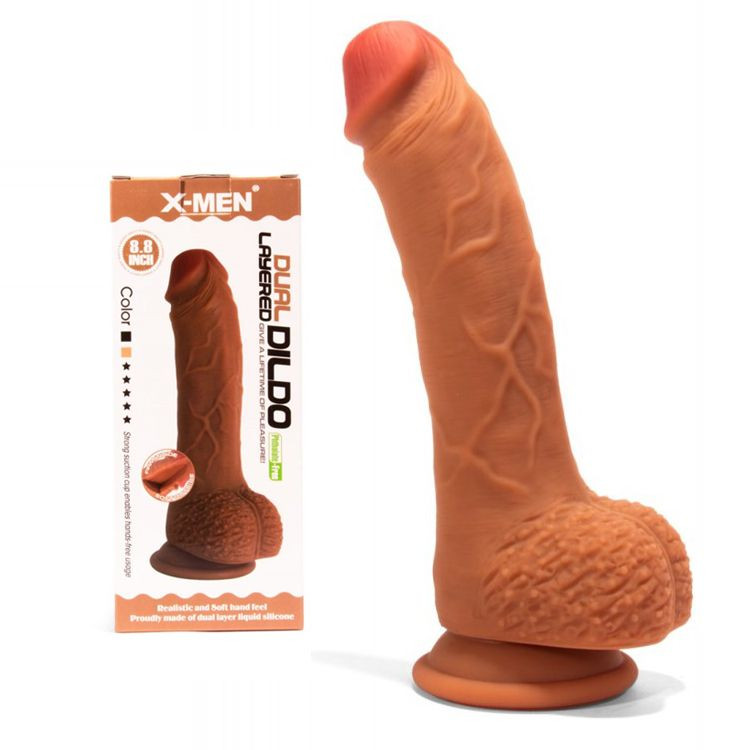 Silicon Dual Layered Dildo Brown 22.5cm