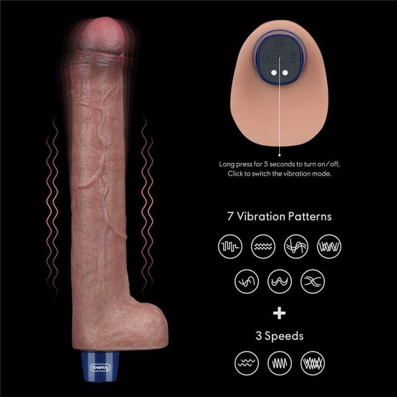 Vibrator clasic din silicon moale cu 10 moduri de vibratii REAL SOFTEE Rechargeable (26.5cm) - 3 | YEO