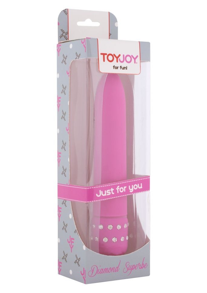 Vibrator clasic elegant, usor de utilizat Diamond Superbe Vibe, Pink (15.5cm)