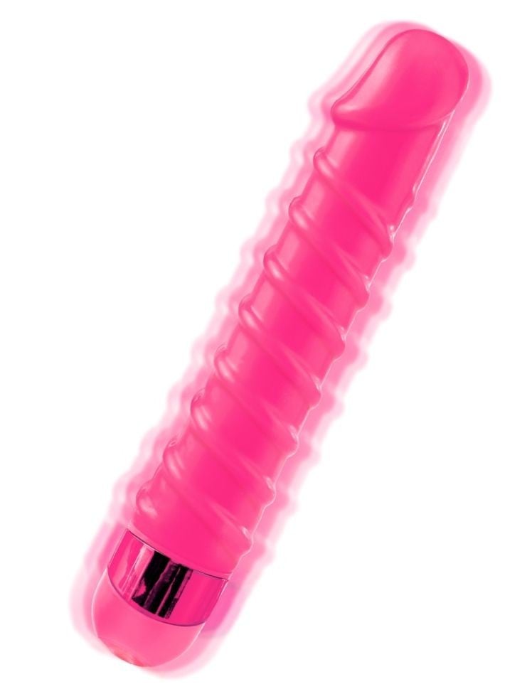 Vibrator clasic subtire cu gland pronuntat si vibratie Candy Twirl Massager (16,2 cm)