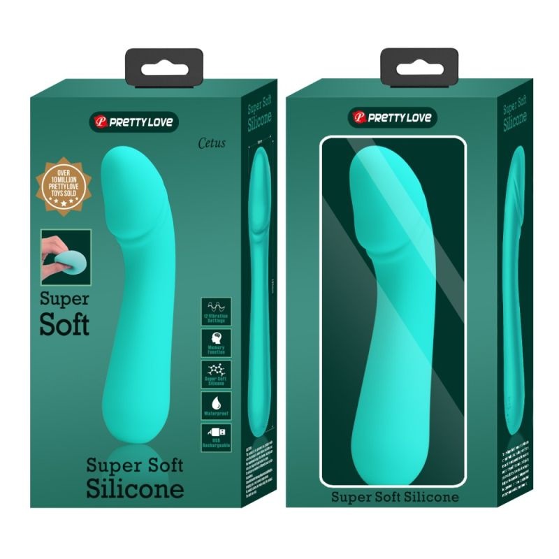 Vibrator din silicon Cetus Turcoaz, 12 Moduri Vibratii, Sillicon, 15 cm