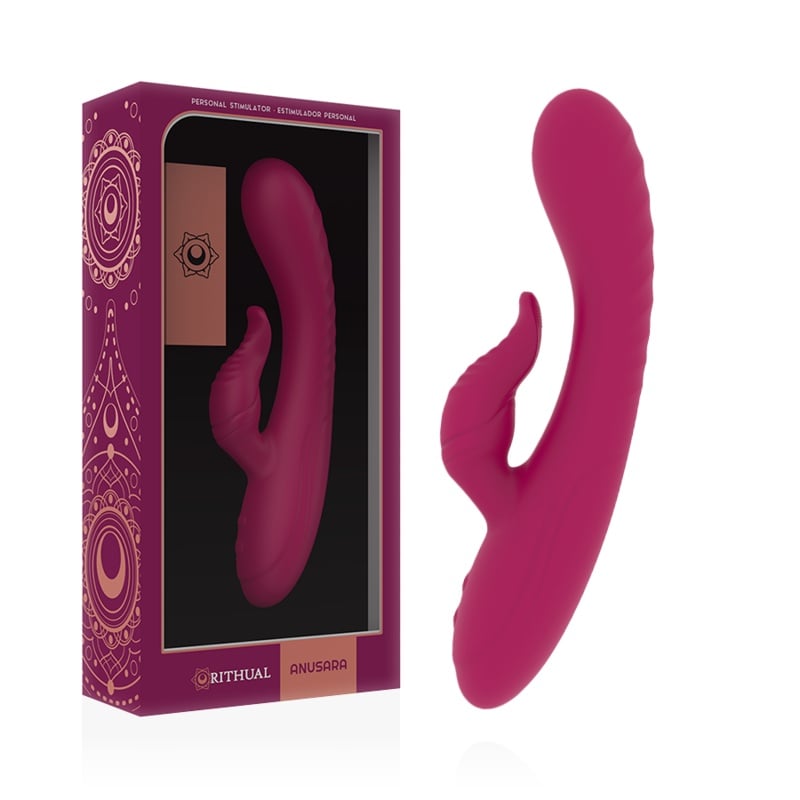 Vibrator Iepuras cu stimulare clitoridian si G-Spot RITHUAL - ANUSARA Rosu