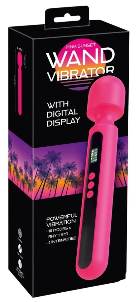 Vibrator wand cu cap flexibil 10 moduri de vibratie Pink Sunset Wand Vibrator (29,8 cm)