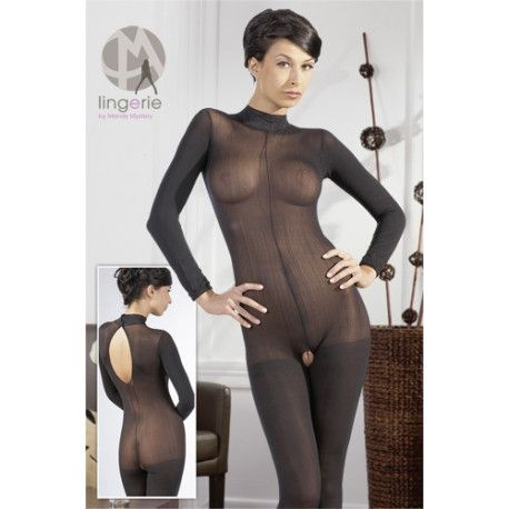 Catsuit mit Spitzenkragen black - M/L - 1 | YEO