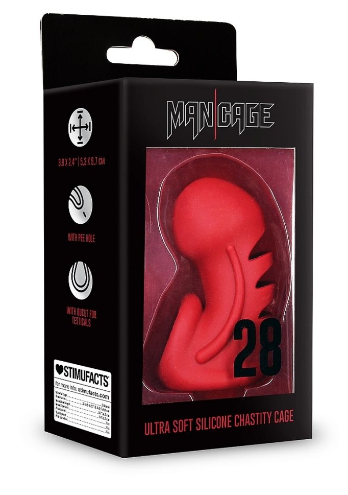 Centura de castitate ManCage Ultra Soft Silicone Chastity Cage - Red