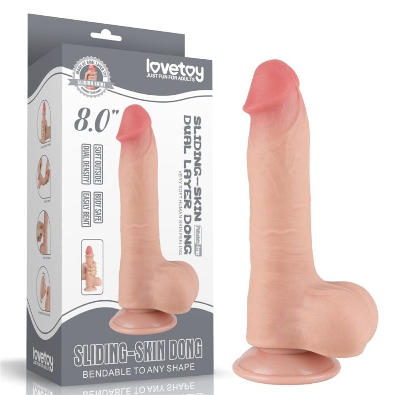 DILDO 8\'\' SLIDING SKIN DUAL LAYER DONG FLESH (20cm)