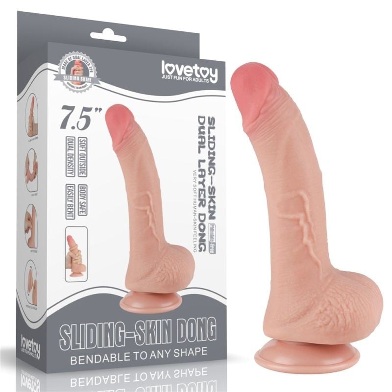 Dildo din material TPE super realist cu două straturi DILDO 7.5\'\' SLIDING SKIN DUAL LAYER DONG FLESH (19.5cm) - 1 | YEO