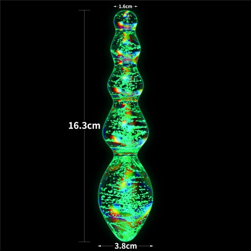 Dildo din sticla Glow-in-the-dark Twilight Gleam Glass Dildo-Tantalizing Orbs - 3 | YEO