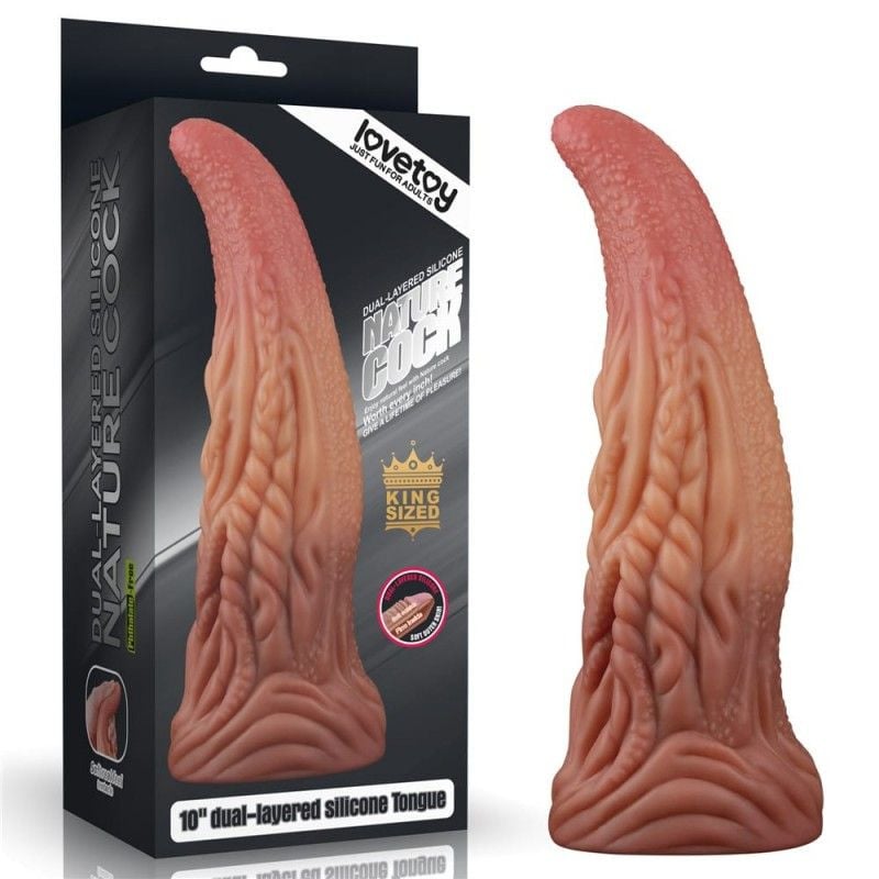 Dildo gigant fantezist tentacul 10'' Dual layered Platinum Silicone Tongue 25cm