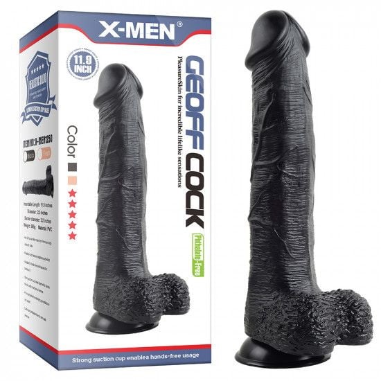 Dildo gigant prevazut cu testicule si ventuza de fixare X-MEN Geoff 11.9