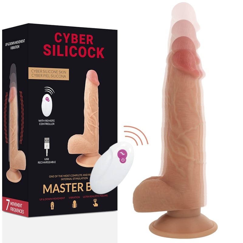 Dildo Realist cu Vibratii & Miscare Up & Down Cyber Silicock Remote Control Master Ben