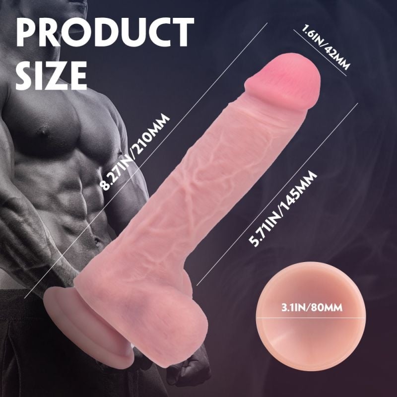 Dildo Realist Jed Silicon Lichid Natural 20 cm - 2 | YEO