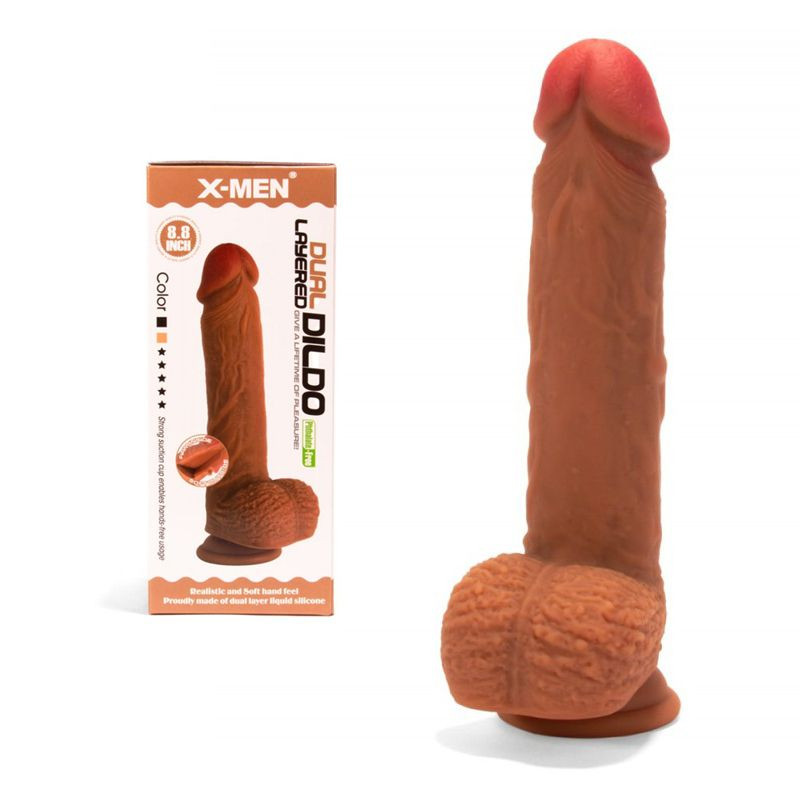 Dildo Silicon Dual Layered Dildo Brown 22cm