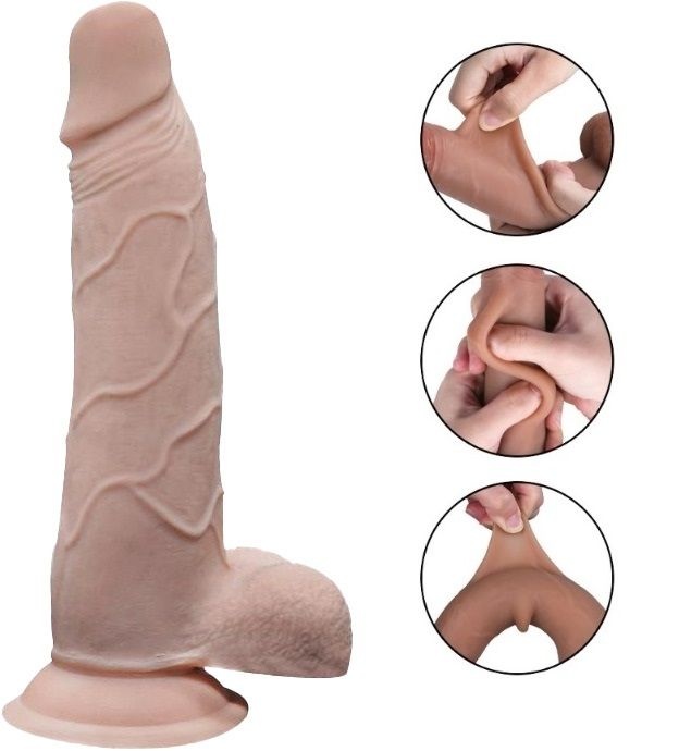 Dildo Strat Dublu Evan Sliding&Bendable, TPE , 22cm