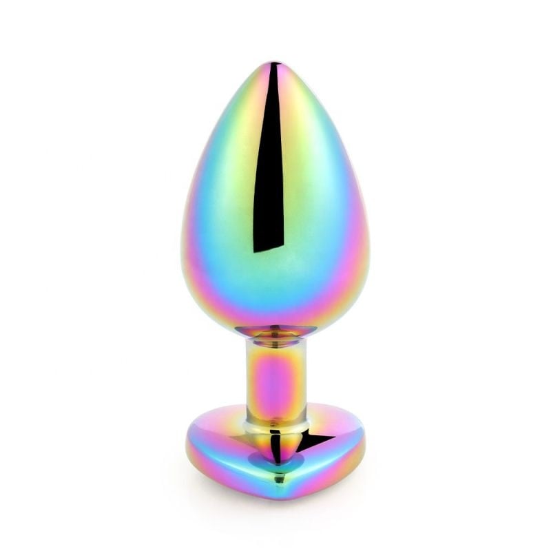 Dop Anal Plug Rainbow Decorat cu o piatra in forma de inima. Large, Heart Shape, Colorful Crystal - 1 | YEO