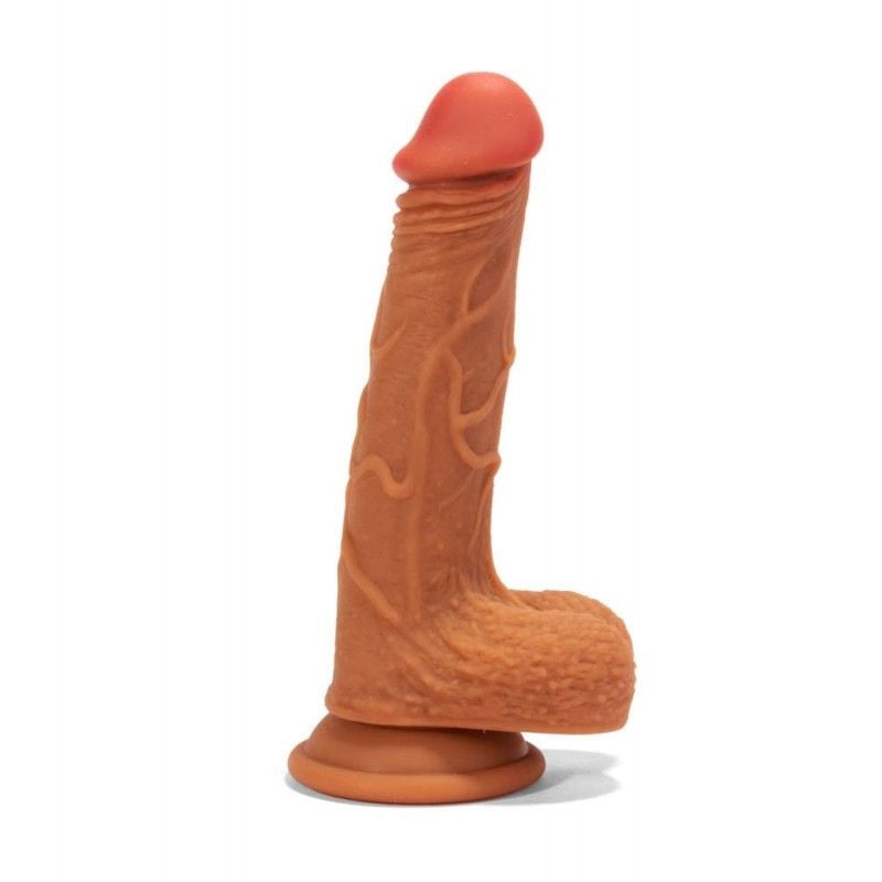 Double Layer Silicone Dildo Brown