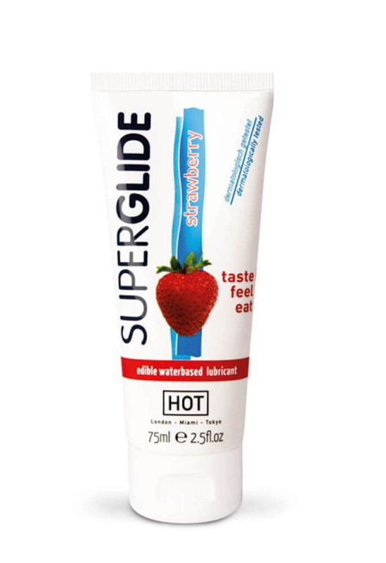 HOT Superglide edible lubricant waterbased - STRAWBERRY 75 ml