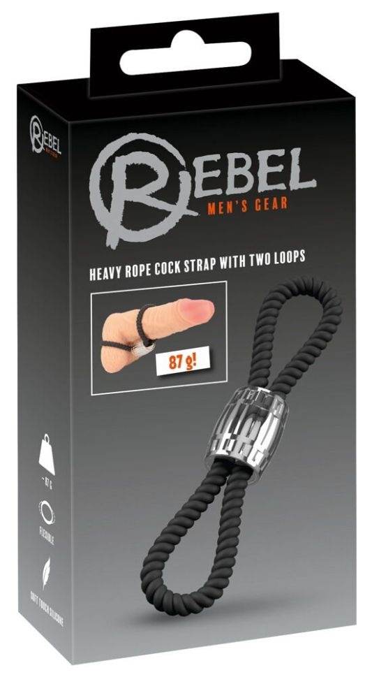 Inel erectie dublu pentru penis Heavy Rope Cock Strap with two Loops