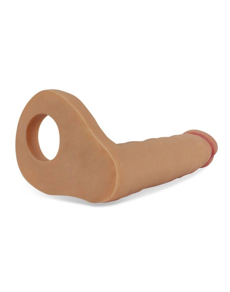 Inel penis cu stimulare anala The Ultra Soft Double (inserabil 14cm) - 1 | YEO