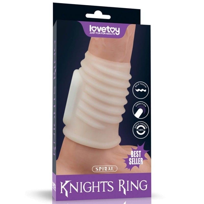 Inel penis cu vibratii Vibrating Spiral Knights Ring (White) I