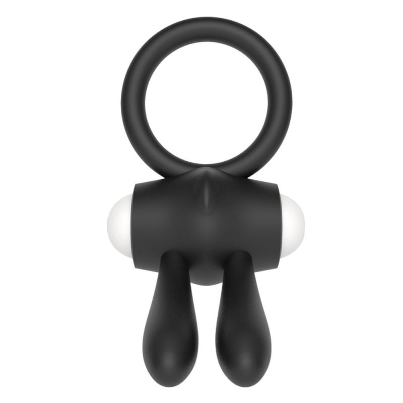 Inel vibrator puternic cu stimulator clitoridian POWER CLIT SILICONE COCKRING BLACK - 2 | YEO