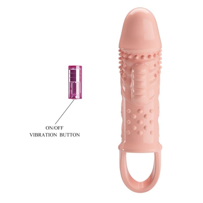 Manșon pentru penis cu vibratii PRETTY LOVE – CECELIA, NUDE (18,5CM)