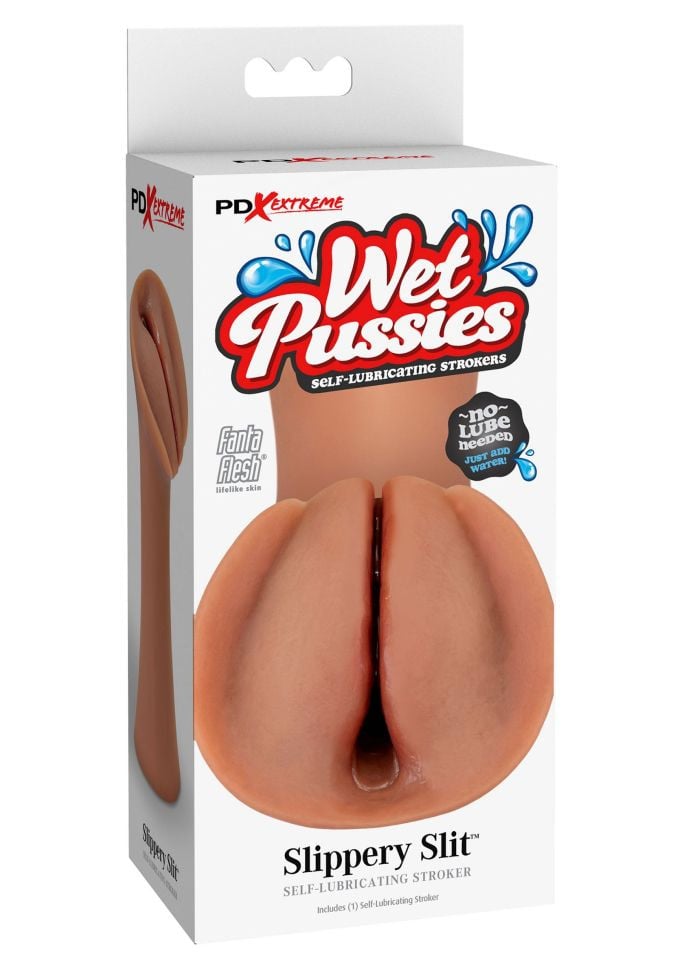 Masturbator pentru barbati cu auto-lubrifiere Wet Pussies - Slippery Slit, Caramel skin tone