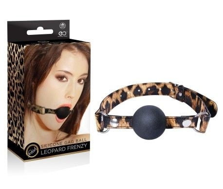 Minge gag neagra LEOPARD FRENZY SILICONE GAG BALL