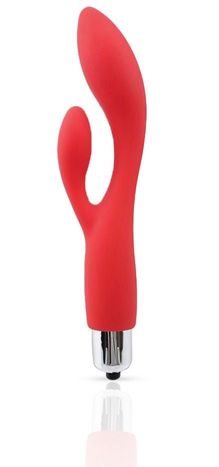 Mini Rabbit Vibrator, Silicone, Red, 14.4 cm