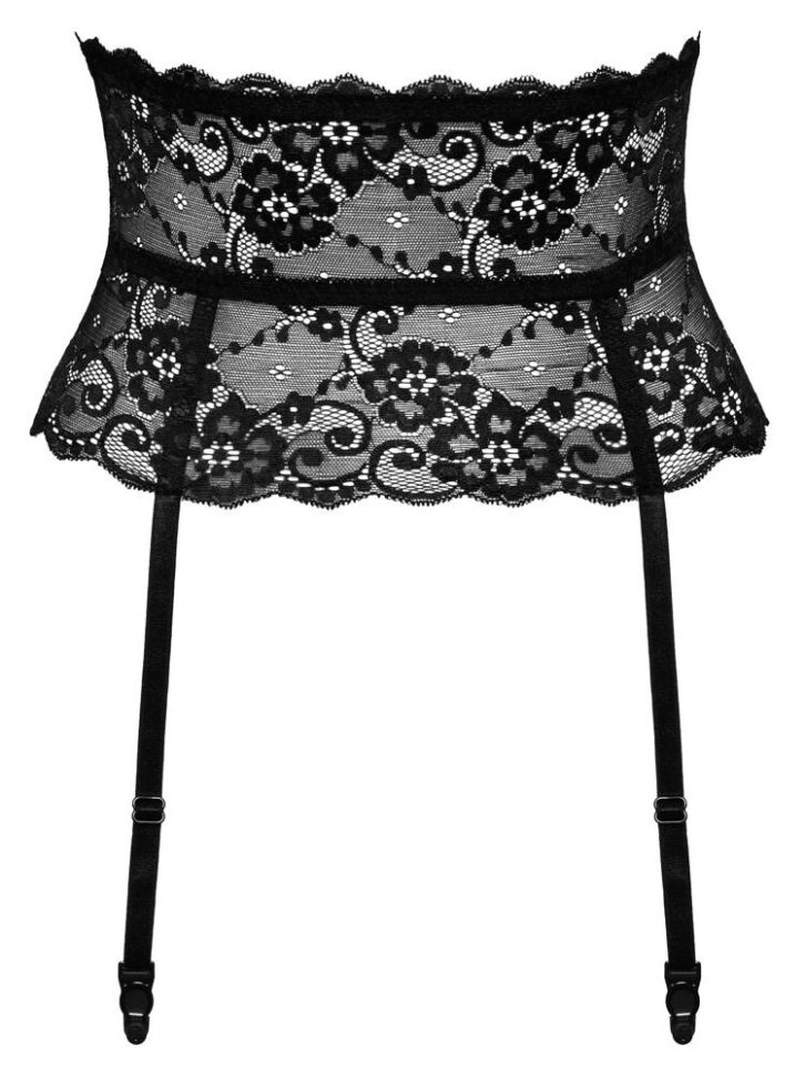 Portjartiera din dantela fina neagra Suspender Belt Marime XL - 1 | YEO