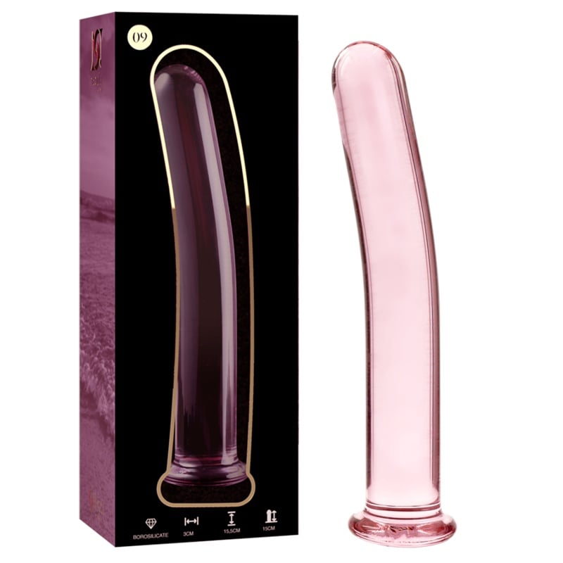 Seria Nebula by Ibiza - Model 9 Dildo anal din sticlă borosilicat roz 15,5 cm -o- 2,5 cm