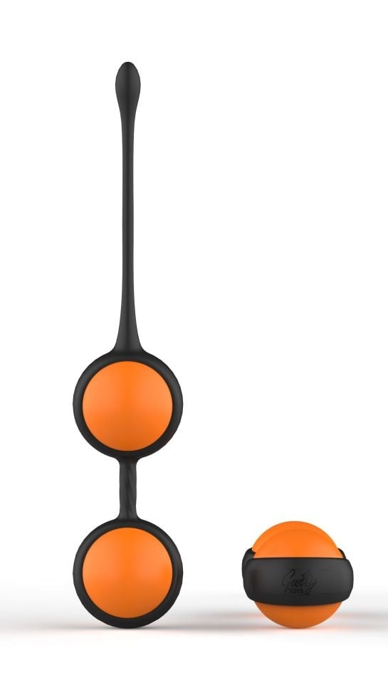 Set 2 bile vaginale, Vaginal Balls, ABS, Orange/Black, 20 cm