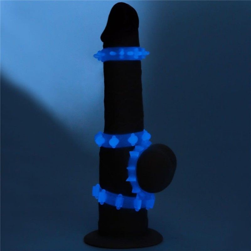 Set 4 inele pentru penis fosforescente Lumino Play Penis Ring 4 pcs - 2 | YEO