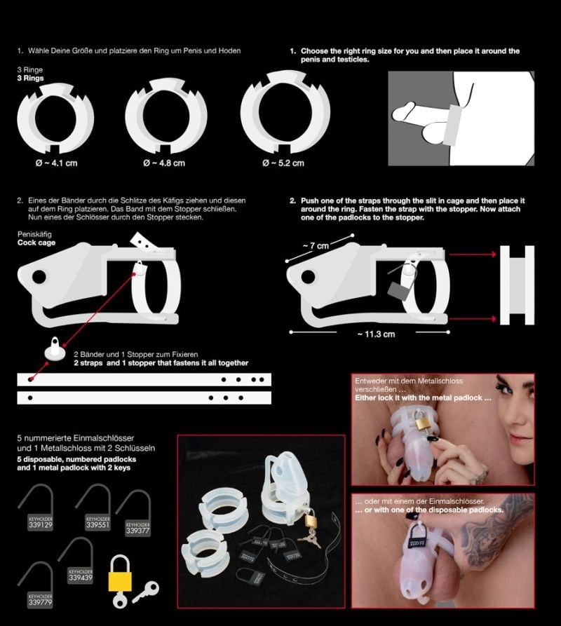 Set centura de castitate din silicon Cock Cage Set 15 pcs. - 2 | YEO