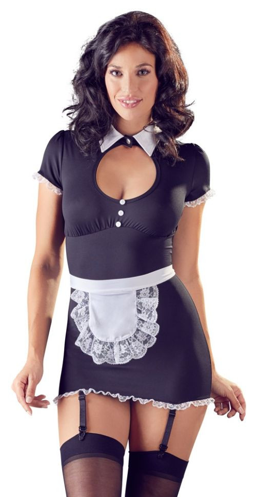 Set sexy costumatie menajera Maid\'s Dress with suspender straps, Cottelli - S