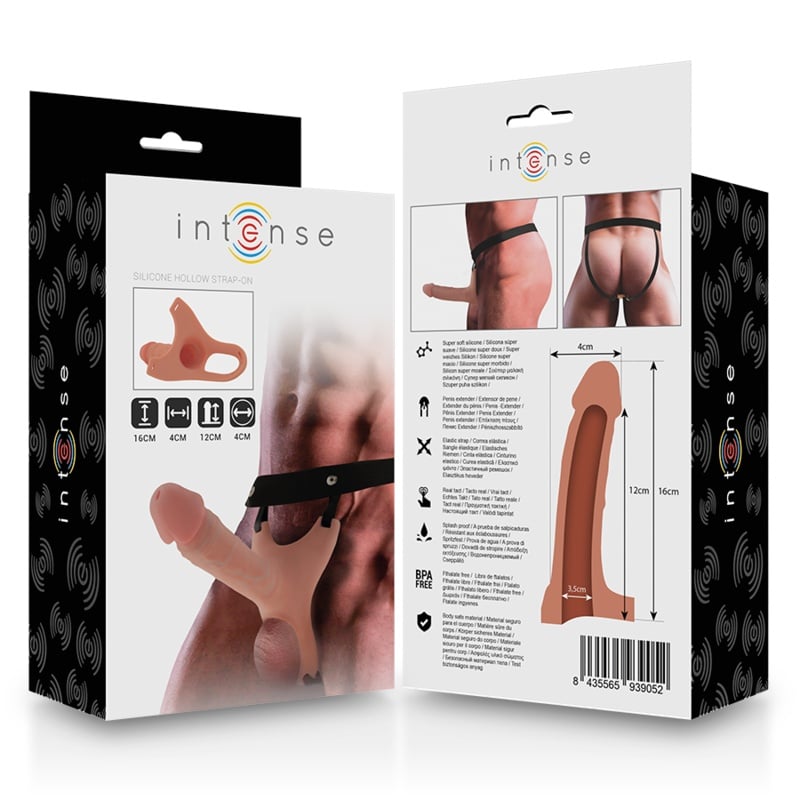 Strap-on INTENSE - Ham prelungitor penis gol cu dildo din silicon 16 x 3,5 cm