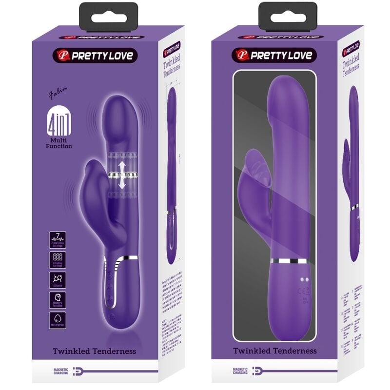 Vibator multifunctional Pretty Love - Zalin Rabbit Vibrator Pearls 4 in 1 (Purple)