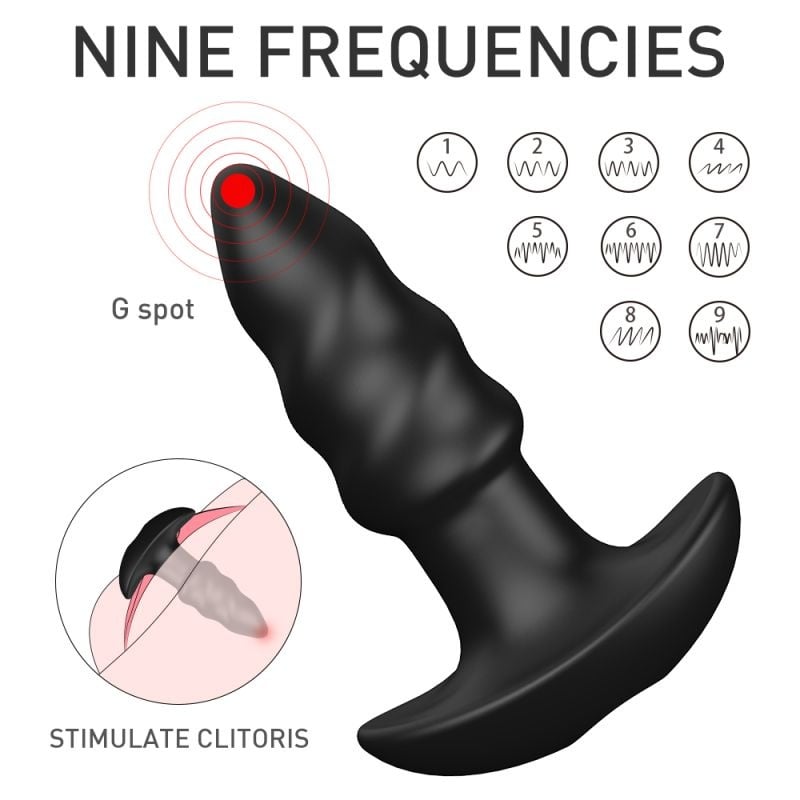 Vibrator Anal Booty, 9 Moduri Vibratii, Silicon, USB, Negru, 10 cm - 1 | YEO