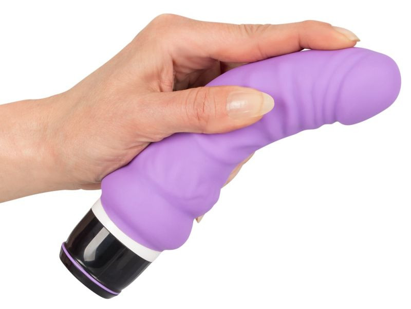 Vibrator clasic realist din silicon cu textura stimulativa Vibra Lotus 17.8cm